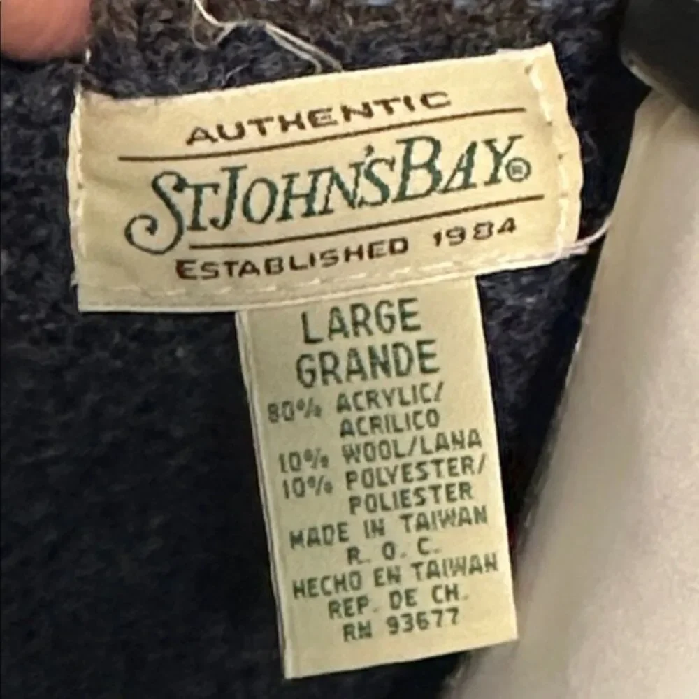 Vintage St Johns Bay Wool Sweater Vest Fair Isle Womens Large Y2k Nordic Blue